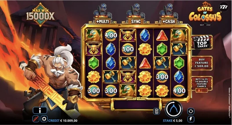 Gates of Colossus MultiChase – huvudskärm med 6x5 hjul